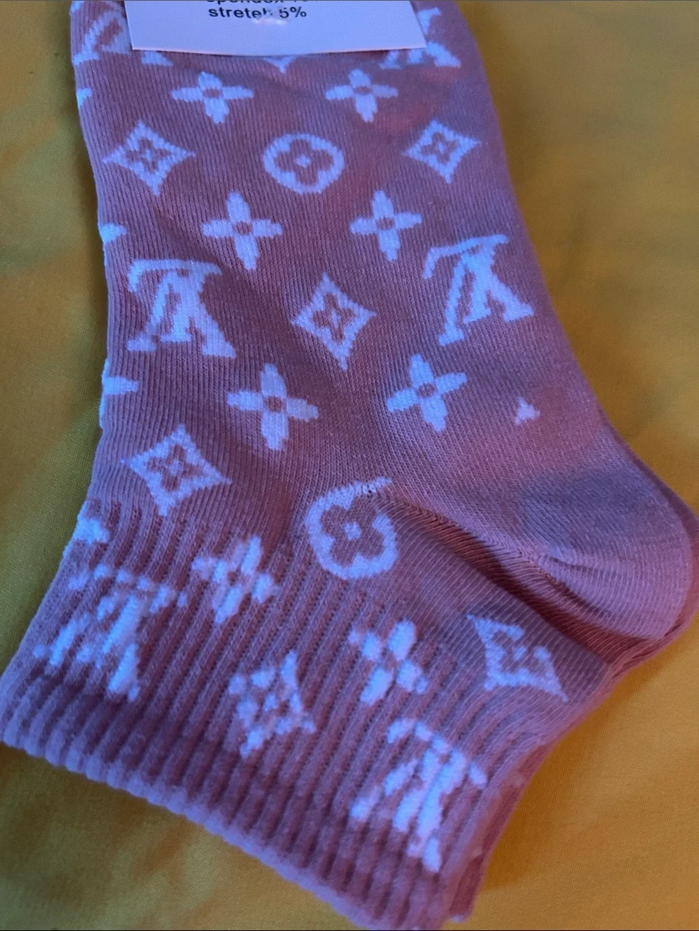 Louis Vuitton Soft Pink & White Monogram Ankle Socks